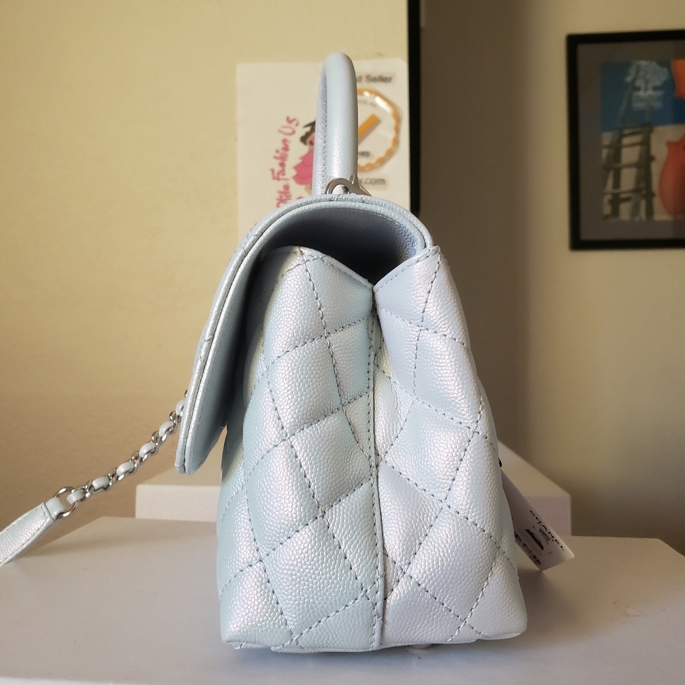 Chanel coco handle mini irridescent blue caviar bag - Picture 12 of 14
